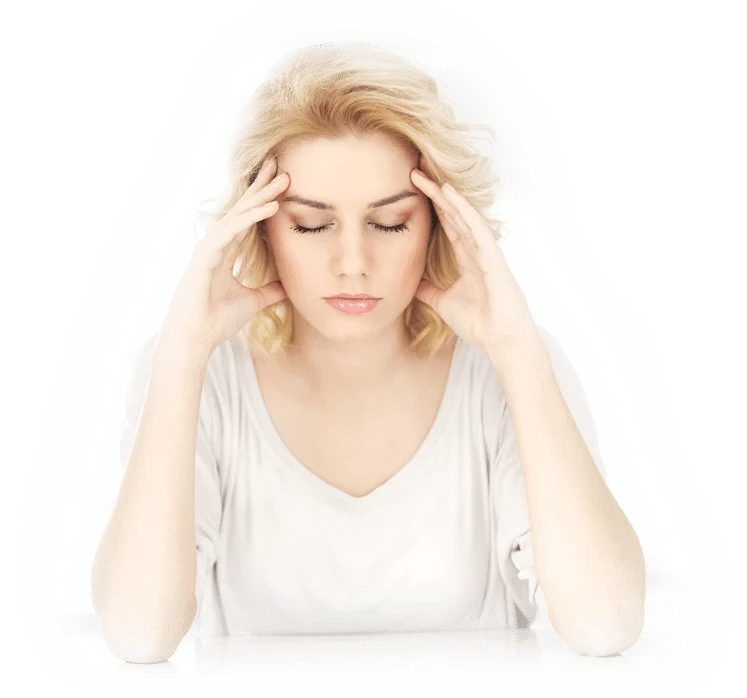 Woman experiencing headache and tension relief through chiropractic care in Kanata